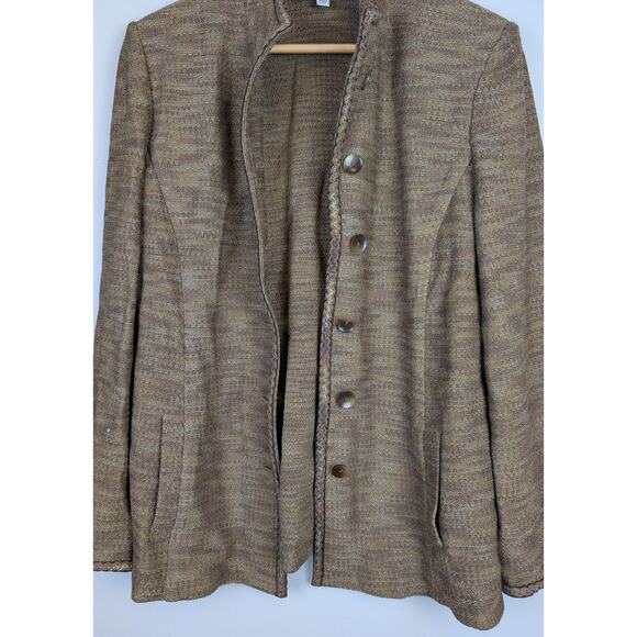 Vintage St John Santana Knit Sweater Jacket Green/Brown 14 - Picture 5 of 10